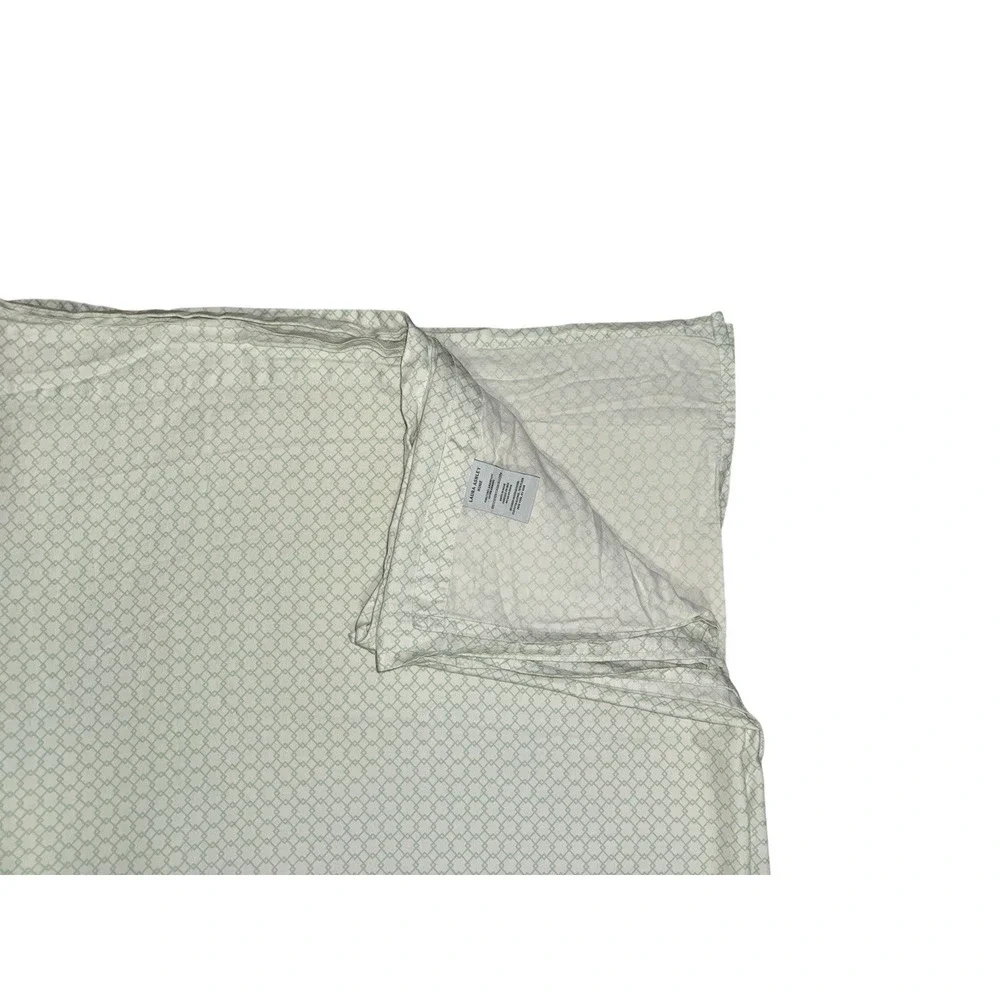 Laura Ashley Trellis Print Flat Sheet Green & White Pattern 100% Cotton King Sz
